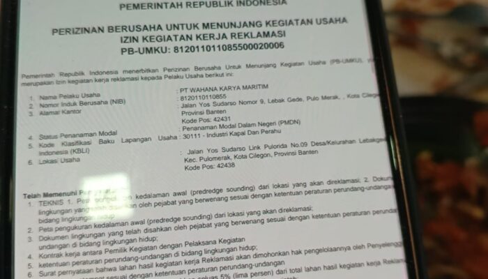 PT Wahana Karya Maritim Tegas Bantah Isu Reklamasi Ilegal di Pulomerak: Kami Punya Izin Lengkap, Tak Ada yang Disembunyikan