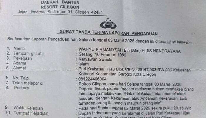 Wartawan di Cilegon Laporkan Ketua Ormas atas Dugaan Intimidasi, Sempat Ditantang Berkelahi di Depan Minimarket