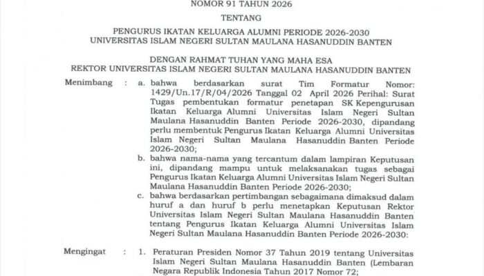 SK Rektor Picu Polemik, Alumni UIN SMH Banten Desak Evaluasi dan Dialog Terbuka